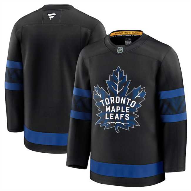 Mens Toronto Maple Leafs Custom Black 2024-25 Alternate Stitched Hockey Jersey